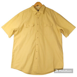 L.L. Bean Men's Traditional Fit Short Sleeve Button Up Shirt XL Tall Yellow